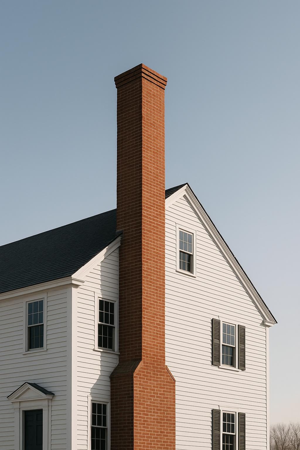 Brick chimney on a colonial house (illustration)